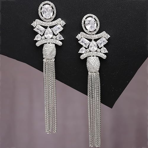 Silver Toned Drop Earrings For Women and Girls