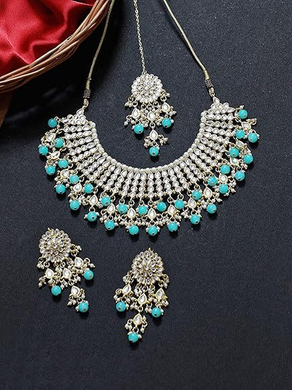 LukGud 22K GoldPlated Kundan Necklace for Women
