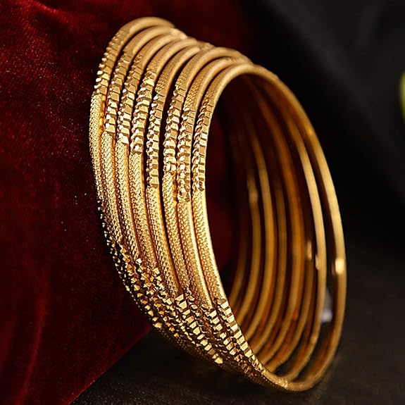 LukGud Latest Gold Plated Set of 8 Traditional Bangles for Women and Girls