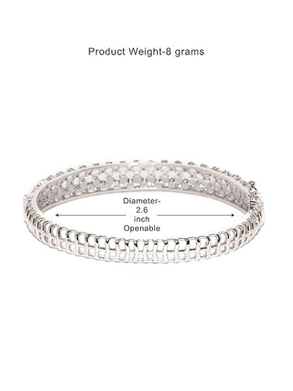 LukGud Diamond Look Rhodium Plated Bracelet For Women