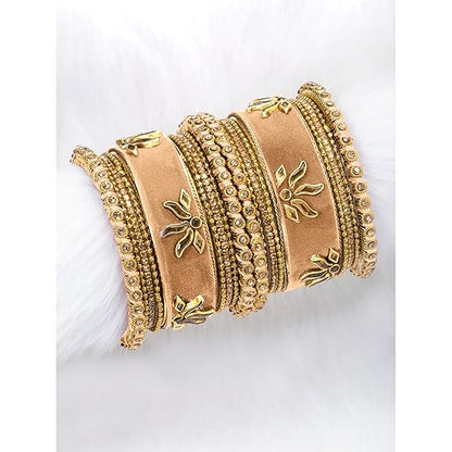 LukGud Velvet Silk Thread Chuda Chura Bangle Set Jewellery for Women Girls