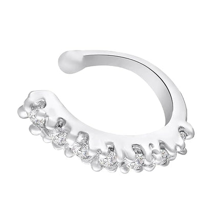 LukGud Simple and Elegant Non Piercing Nose Ring with Cubic Zirconia Stones for Women