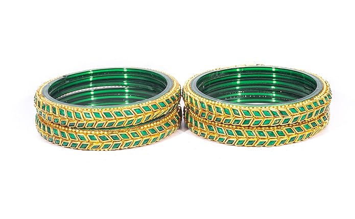 LukGud Bangles / Kadas Set | Diamond Cutting Stone design | Golden Design for Women & Girls