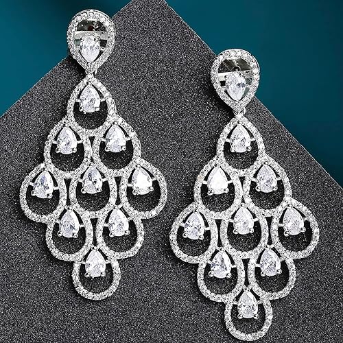 LukGud American Diamond Studded Contemporary Drop Earrings Jewellery For womens