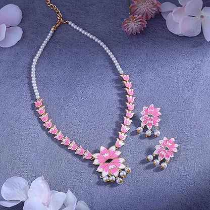 LukGud Designer Ethnic Pearl Necklace Set Versatile Chic for Women & Girls