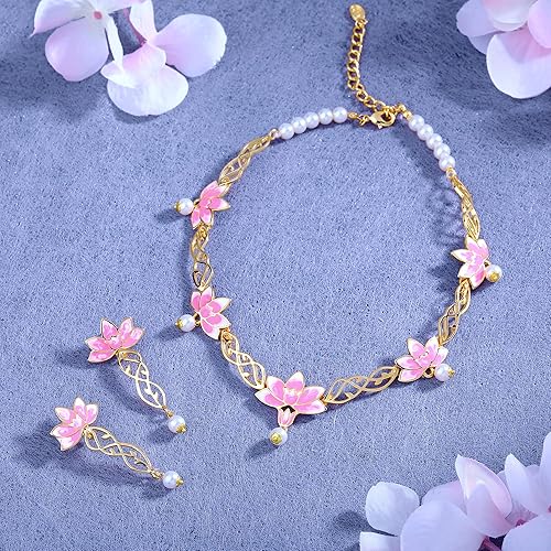 LukGud Designer Ethnic Pearl Necklace Set Versatile Chic for Women & Girls
