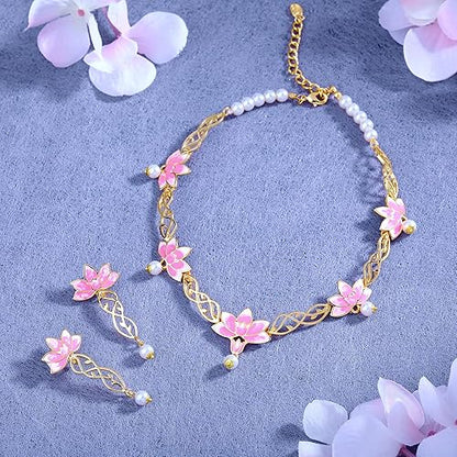 LukGud Designer Ethnic Pearl Necklace Set Versatile Chic for Women & Girls