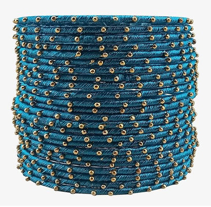 LukGud Chudi and Studded Ball Chain Pearl Set for Women & Girls (Pack of 12 Bangles)