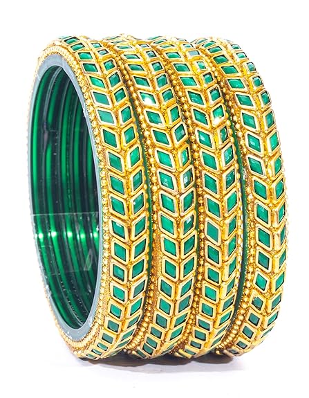 LukGud Bangles / Kadas Set | Diamond Cutting Stone design | Golden Design for Women & Girls