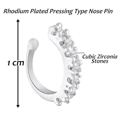 LukGud Simple and Elegant Non Piercing Nose Ring with Cubic Zirconia Stones for Women