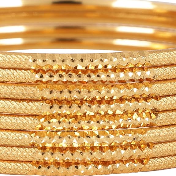 LukGud Latest Gold Plated Set of 8 Traditional Bangles for Women and Girls