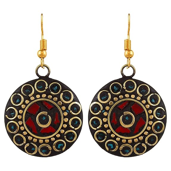 LukGud Stylish Latest Tibetan Pendant Necklace with Earrings for Women & Girls