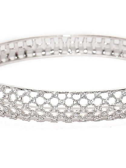 LukGud Diamond Look Rhodium Plated Bracelet For Women