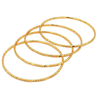 LukGud Gold Plated Thin Size Daily Wearable Bangles for Women - Set of 4