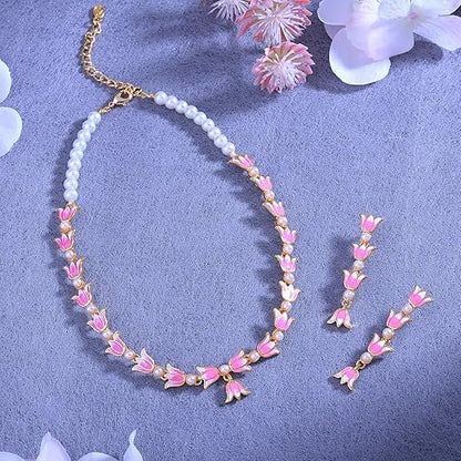 LukGud Designer Ethnic Pearl Necklace Set Versatile Chic for Women & Girls