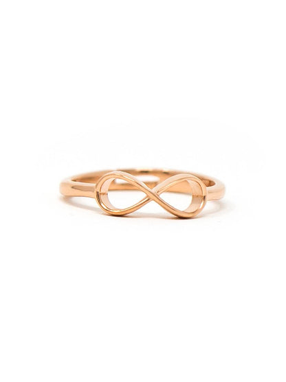 LukGud Classic Infinity Rose Gold Plated Sterling Silver Adjustable Ring (Size 11)