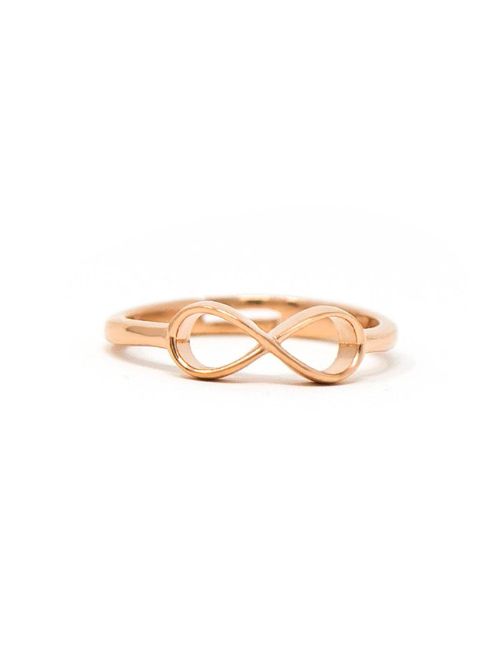 LukGud Classic Infinity Rose Gold Plated Sterling Silver Adjustable Ring (Size 11)