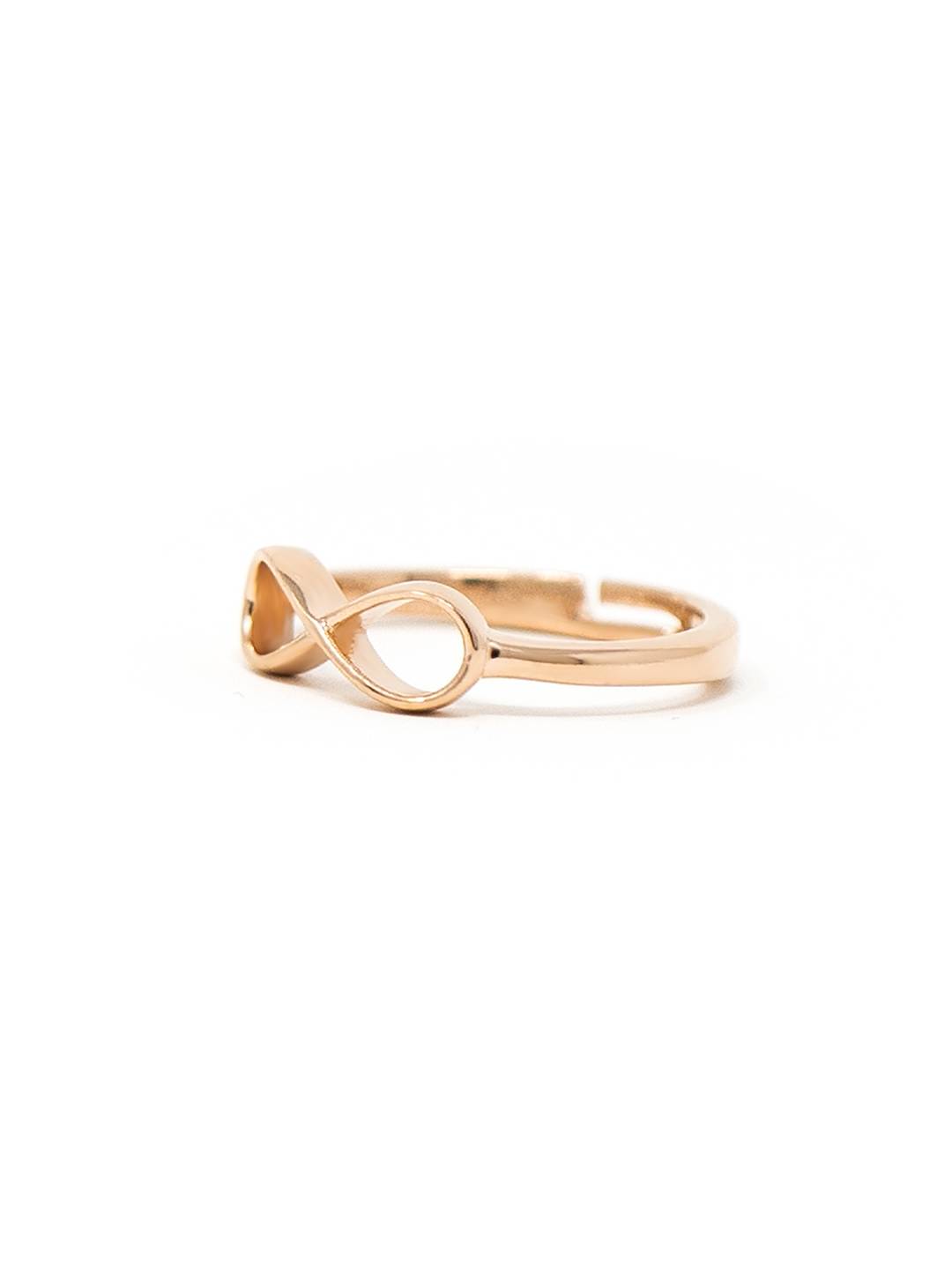 LukGud Classic Infinity Rose Gold Plated Sterling Silver Adjustable Ring (Size 11)