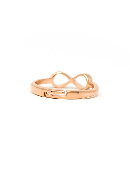 LukGud Classic Infinity Rose Gold Plated Sterling Silver Adjustable Ring (Size 11)