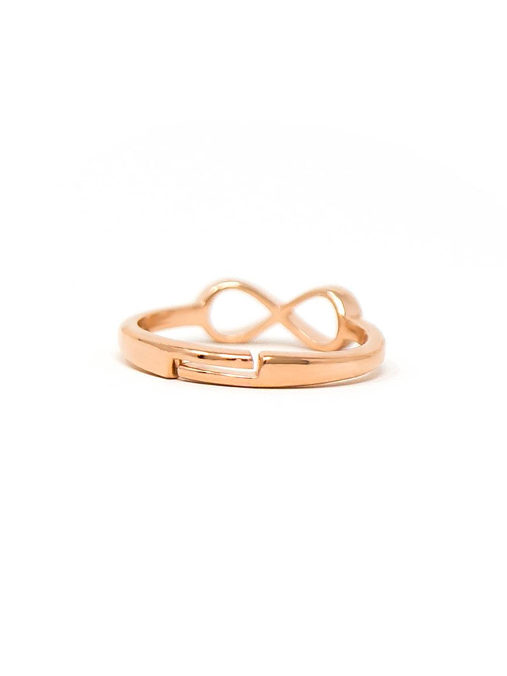 LukGud Classic Infinity Rose Gold Plated Sterling Silver Adjustable Ring (Size 11)