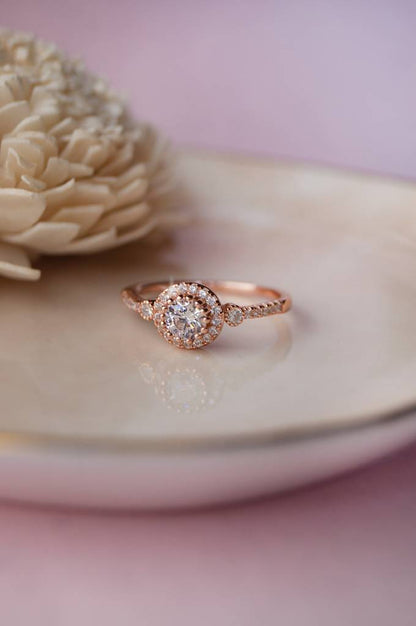 LukGud Holding It For You Solitaire Rose Gold Plated Sterling Silver Ring