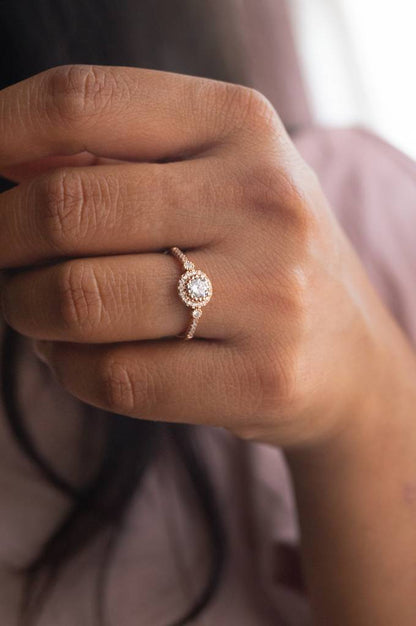 LukGud Holding It For You Solitaire Rose Gold Plated Sterling Silver Ring
