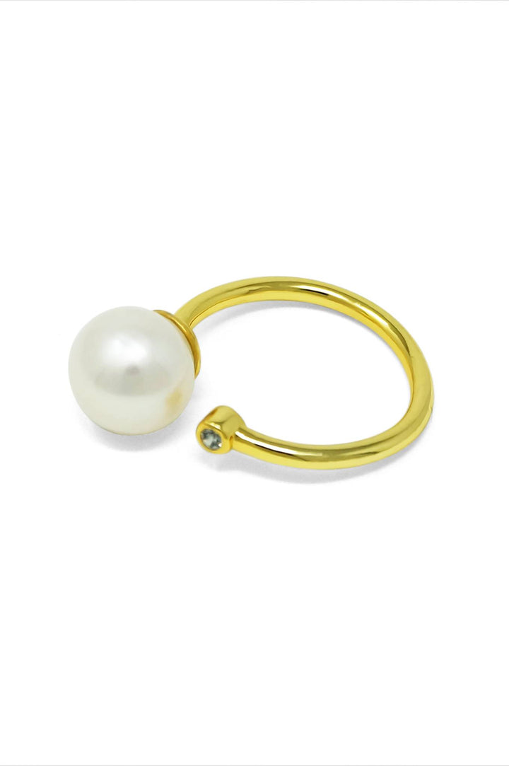 LukGud Classic Pearl Blush Gold Plated Sterling Silver Ring