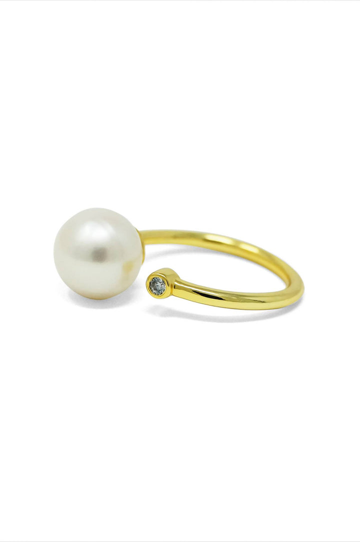 LukGud Classic Pearl Blush Gold Plated Sterling Silver Ring