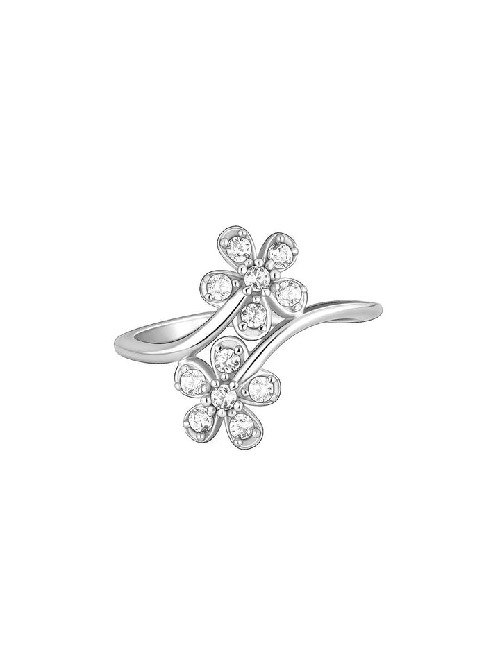 LukGud Silver Floral Brilliance Ring (Adjustable)