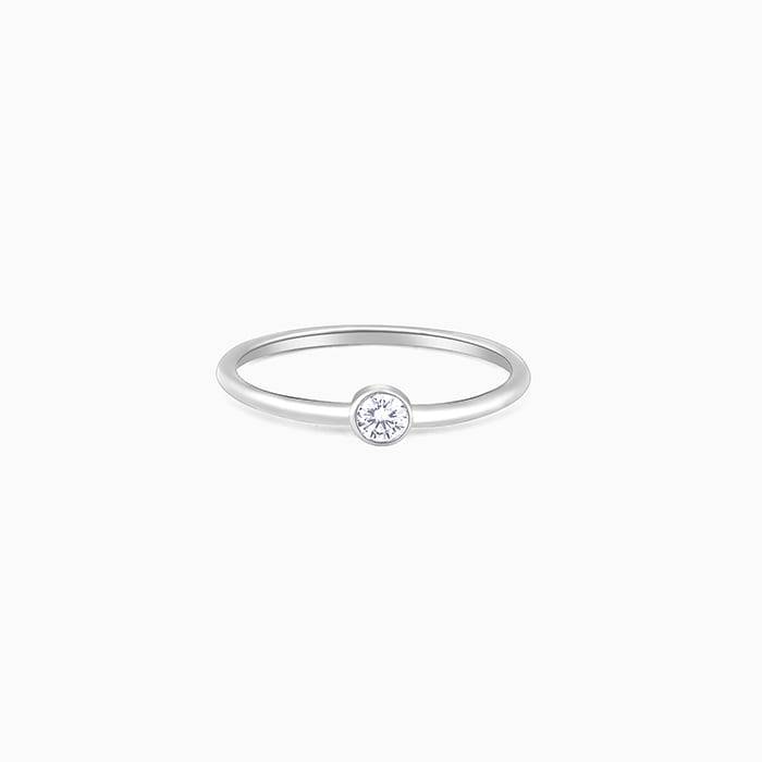 LukGud Silver-Women Rhodium-Plated Cz Stone Studded Finger Ring (One Size)