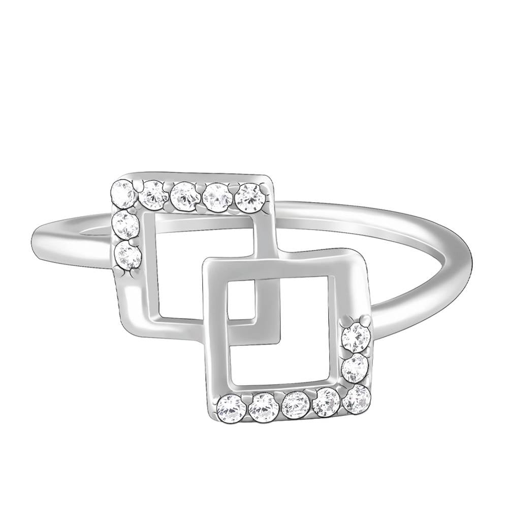 LukGud Silver Square Duo Ring,Fixed Size,Indian - 11 (Size 11)