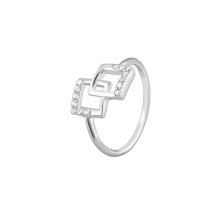 LukGud Silver Square Duo Ring,Fixed Size,Indian - 11 (Size 11)