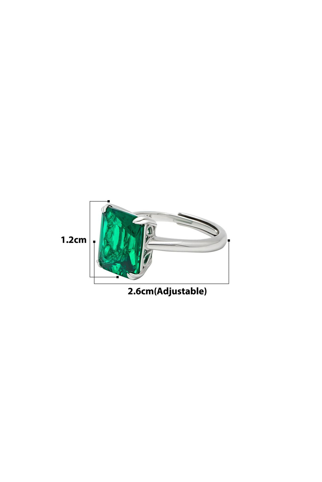 LukGud 925 Sterling Silver Green Crystal Radiant Ring (Adjustable)