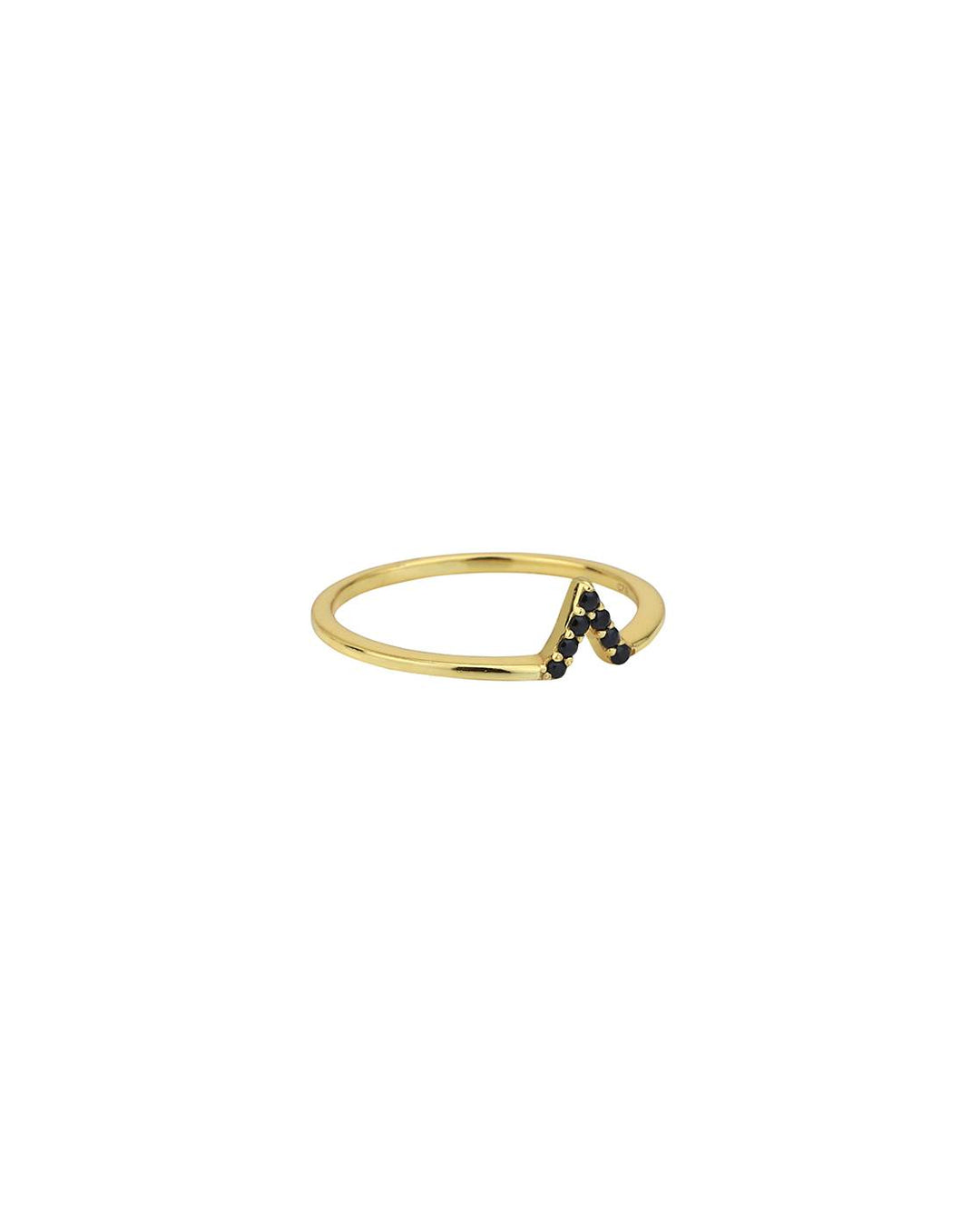 LukGud Silver 18Kt Gold-Plated Cz-Studded Finger Ring (One Size)