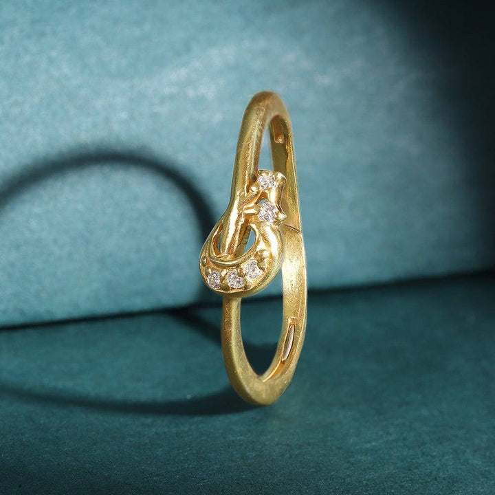 LukGud Celestial Charm Gold-Plated Silver Ring