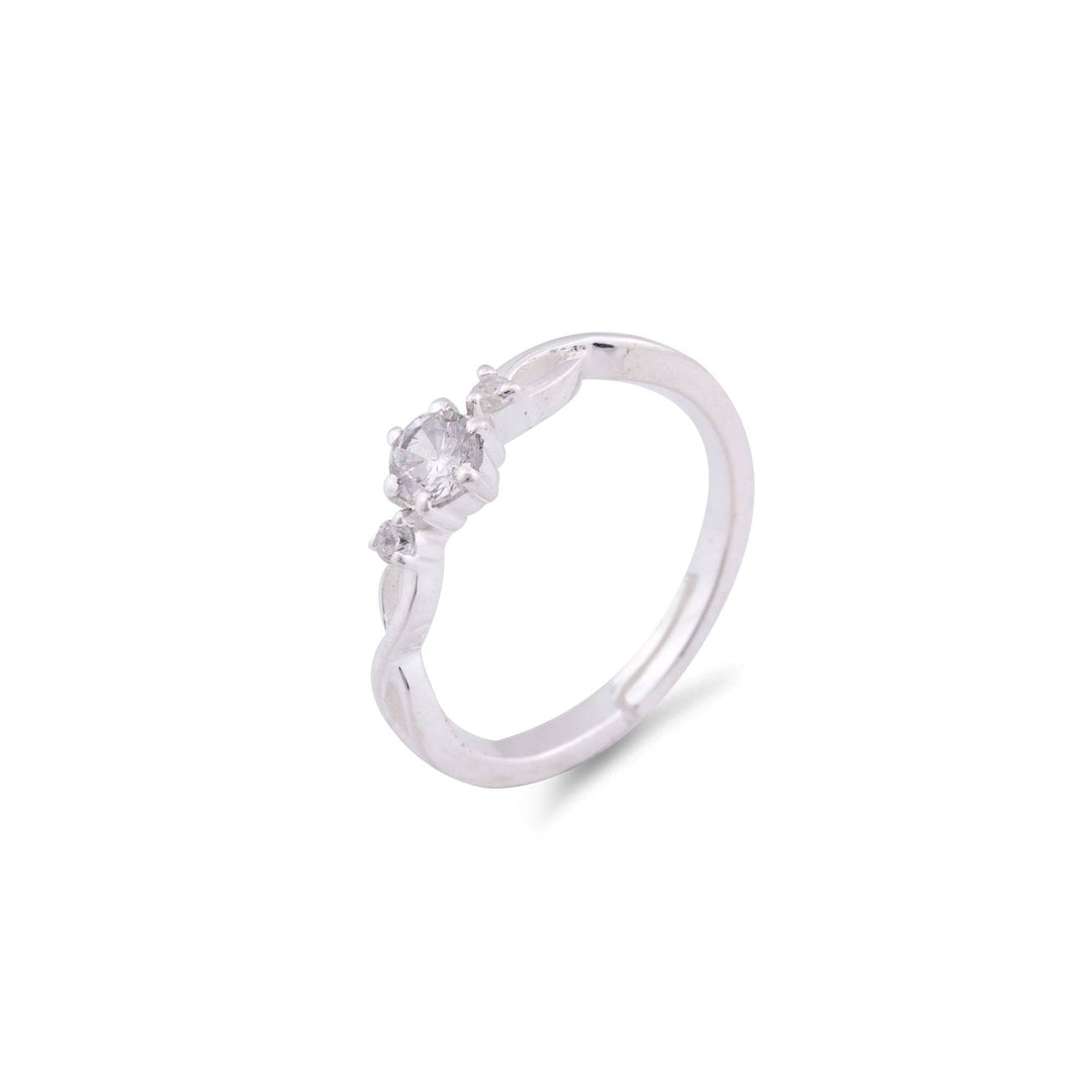 LukGud Silver Solitaire Three Stone Ring (Adjustable)