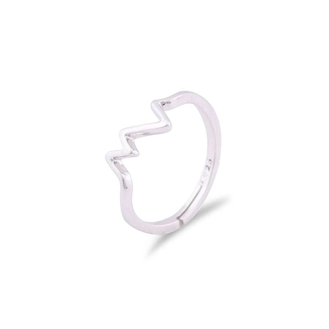 LukGud Silver Zircon Heartbeat Ring (Adjustable)