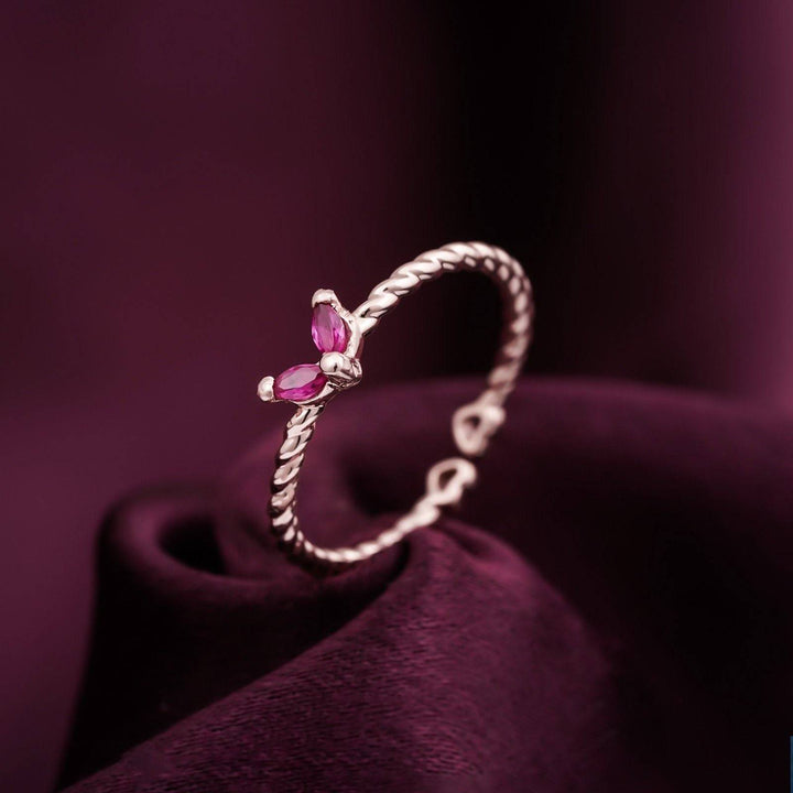 LukGud Rose Gold Ruby Danaid Heart Ring (Adjustable)