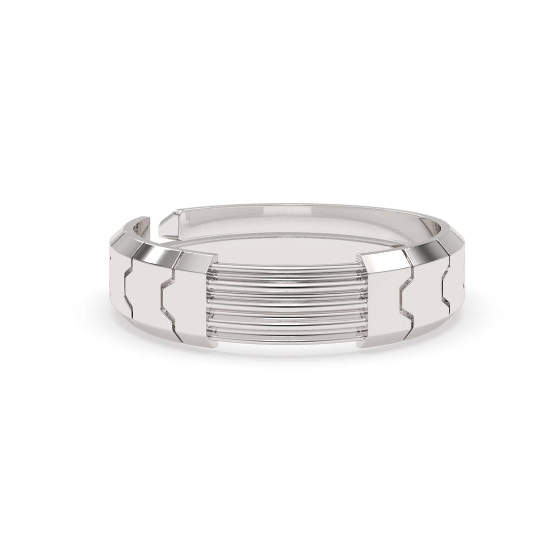 LukGud Silver Adjustable Rhodium Plated Designer Band Ring For Men & Boys (Adjustable)