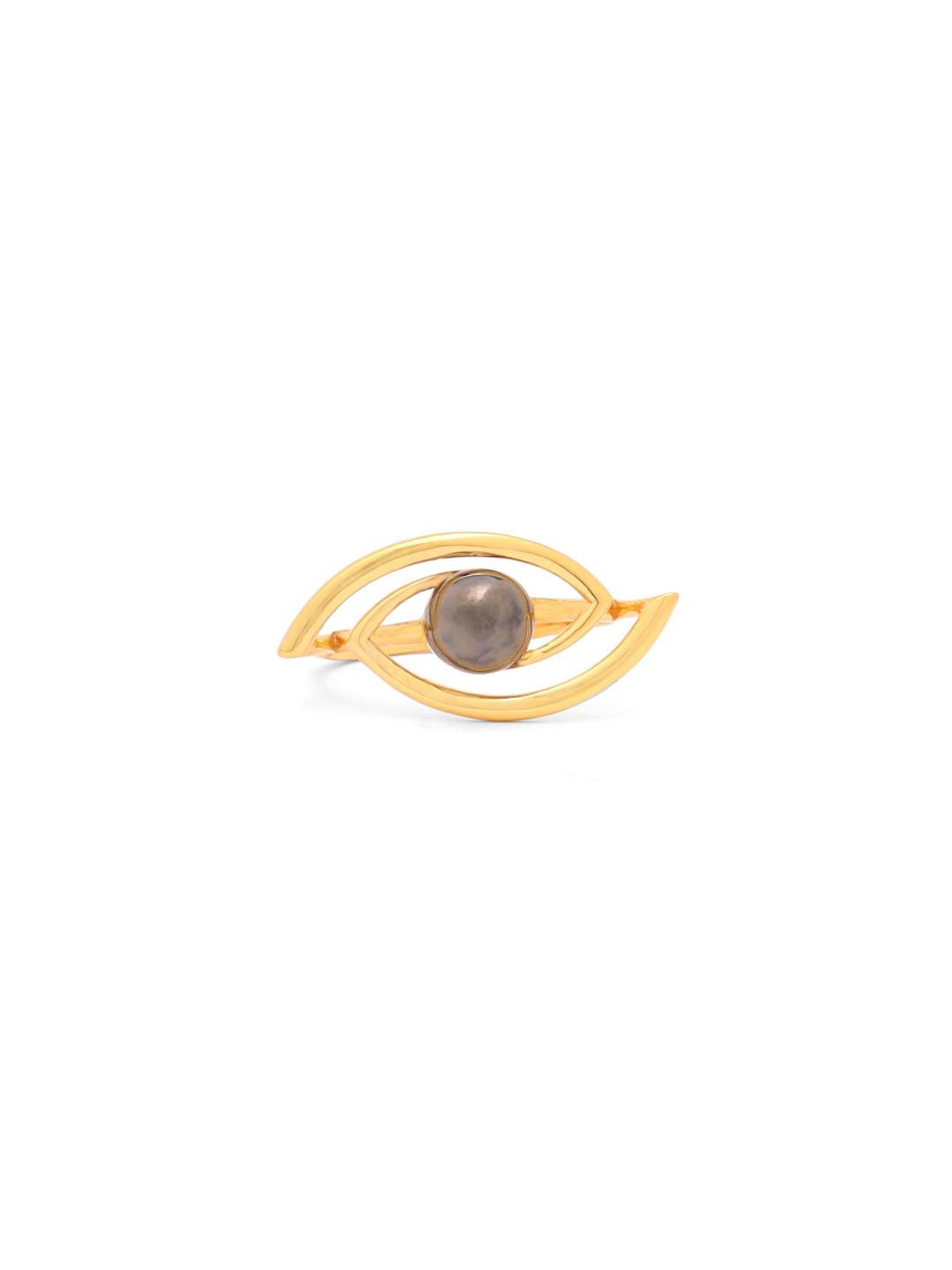 LukGud Silver Dual Tone Evil Eye Adjustable Ring For Women (Adjustable)