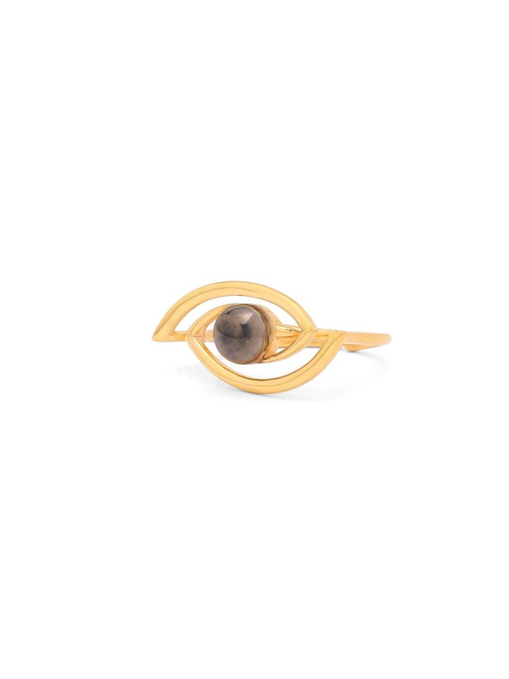 LukGud Silver Dual Tone Evil Eye Adjustable Ring For Women (Adjustable)